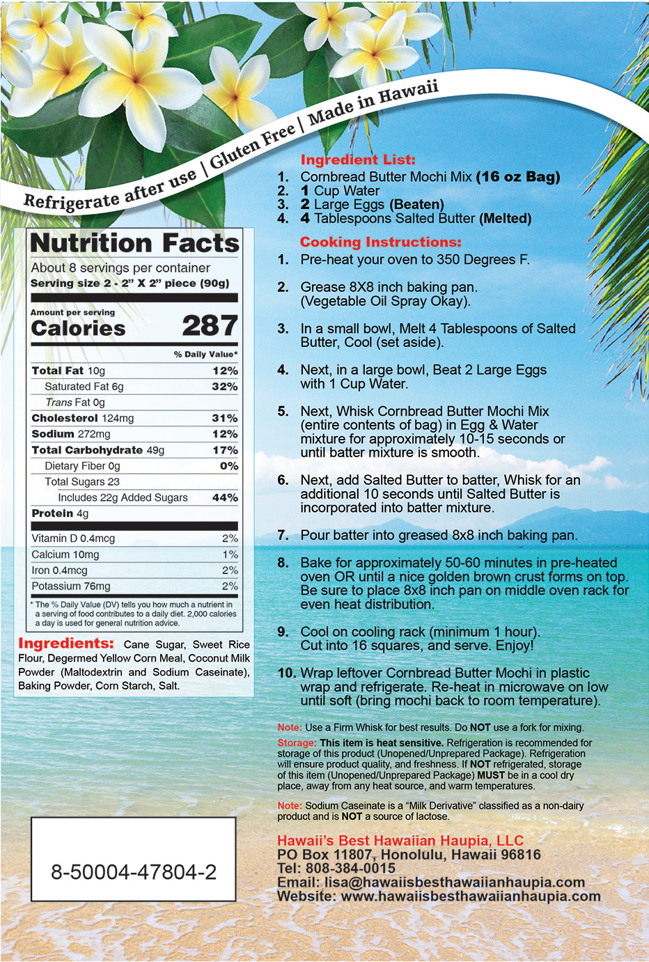 (36 Pack- $4.99 each bag) CORNBREAD BUTTER MOCHI POWDER MIX (Cornbread Mochi Cake), Case Pack 36x16 oz, $179.64/Case ($4.99 Each), CLICK ON PICTURE TO PURCHASE (TOP SELLER)